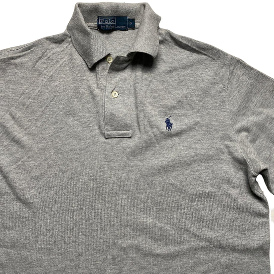Ralph Lauren Polo Grey and Navy Long Sleeve Polo Shirt (S)