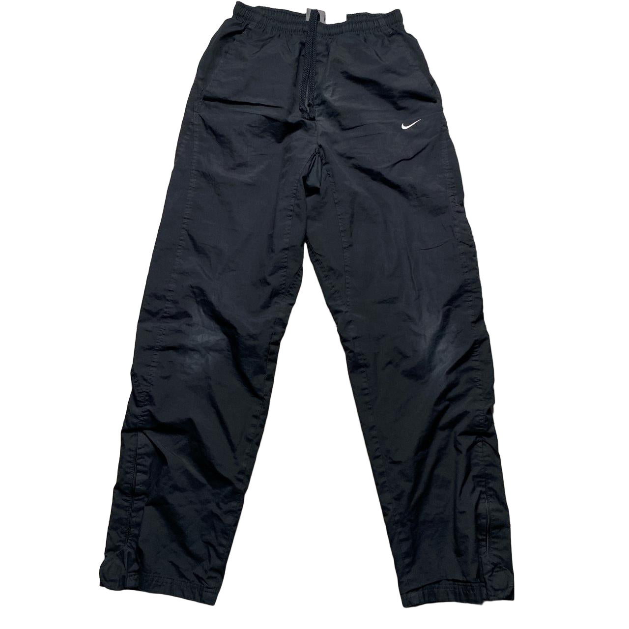 Nike Black and White Swoosh Baggy Trackpant Shell Bottoms (S)