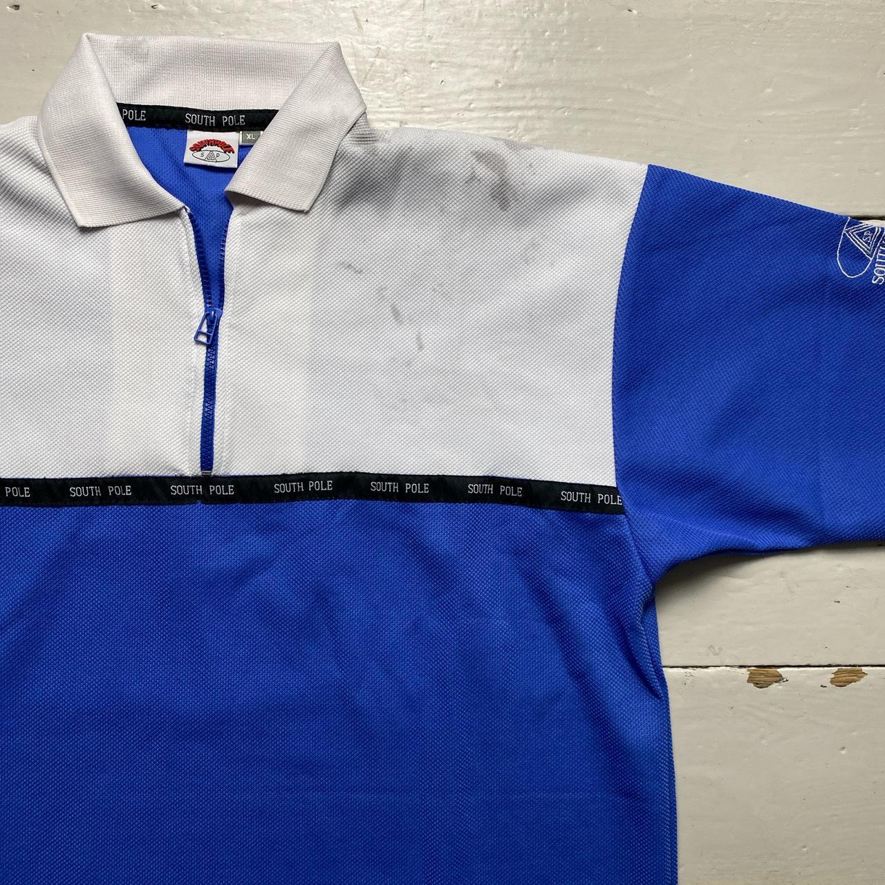South Pole Vintage Light Blue and White Polo Shirt