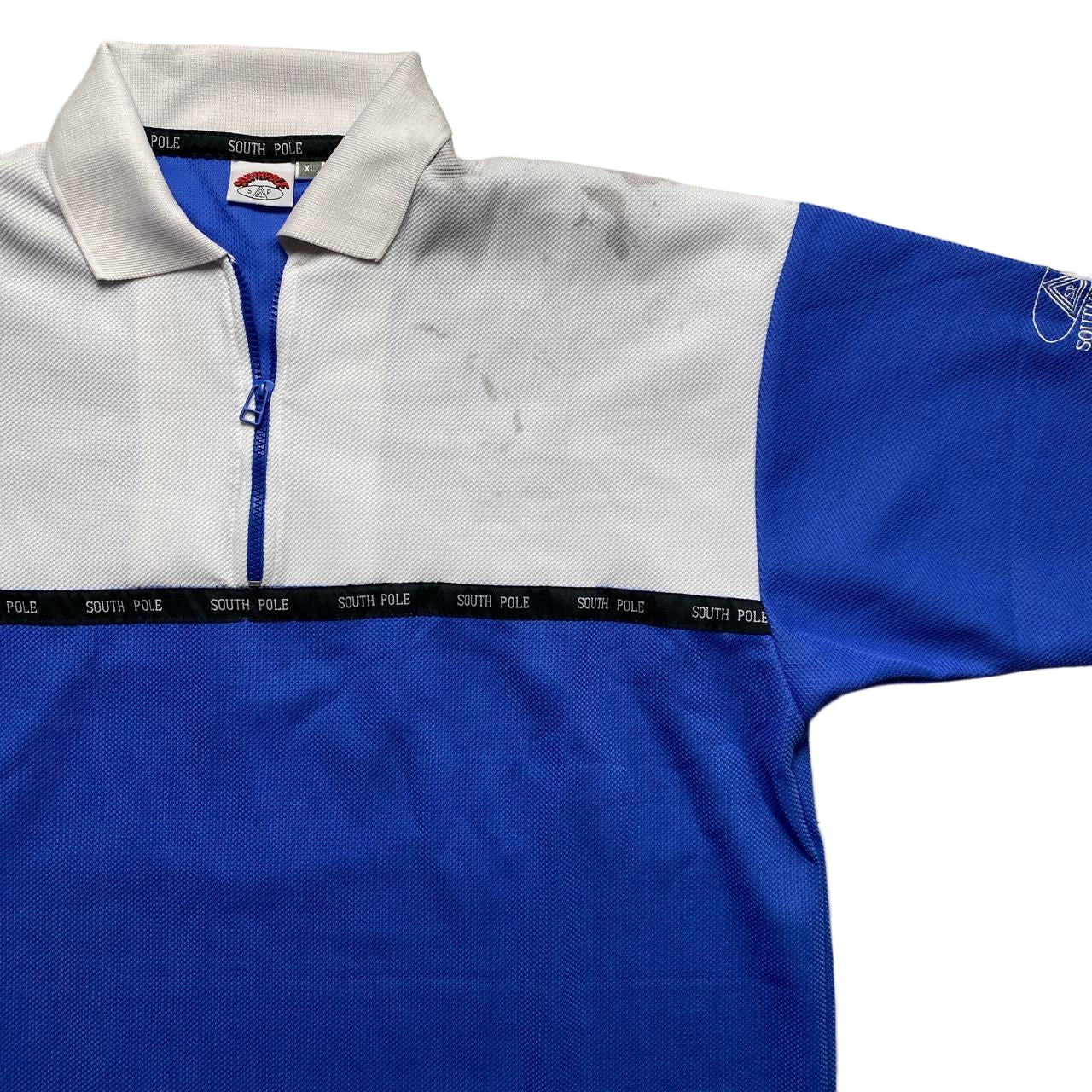 South Pole Vintage Light Blue and White Polo Shirt (XL)