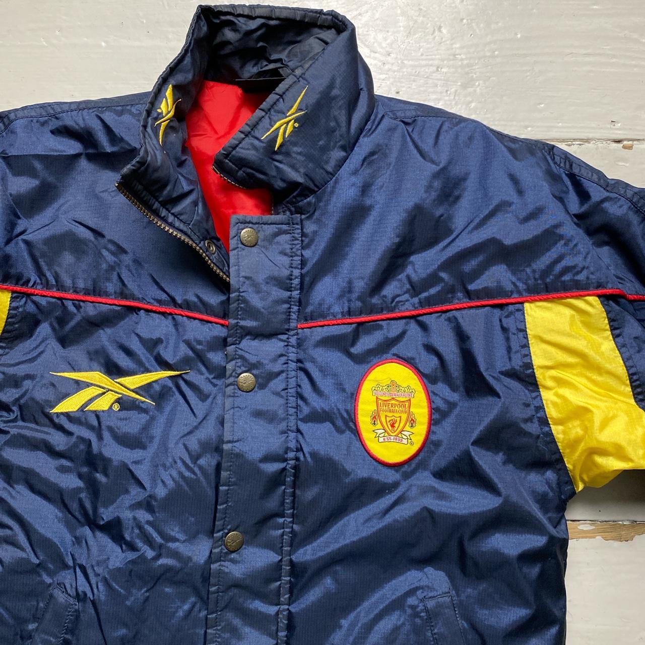 Liverpool 1990’s 97/98 Carlsberg Reebok Vintage Navy Yellow and Red Puffer Bench Jacket