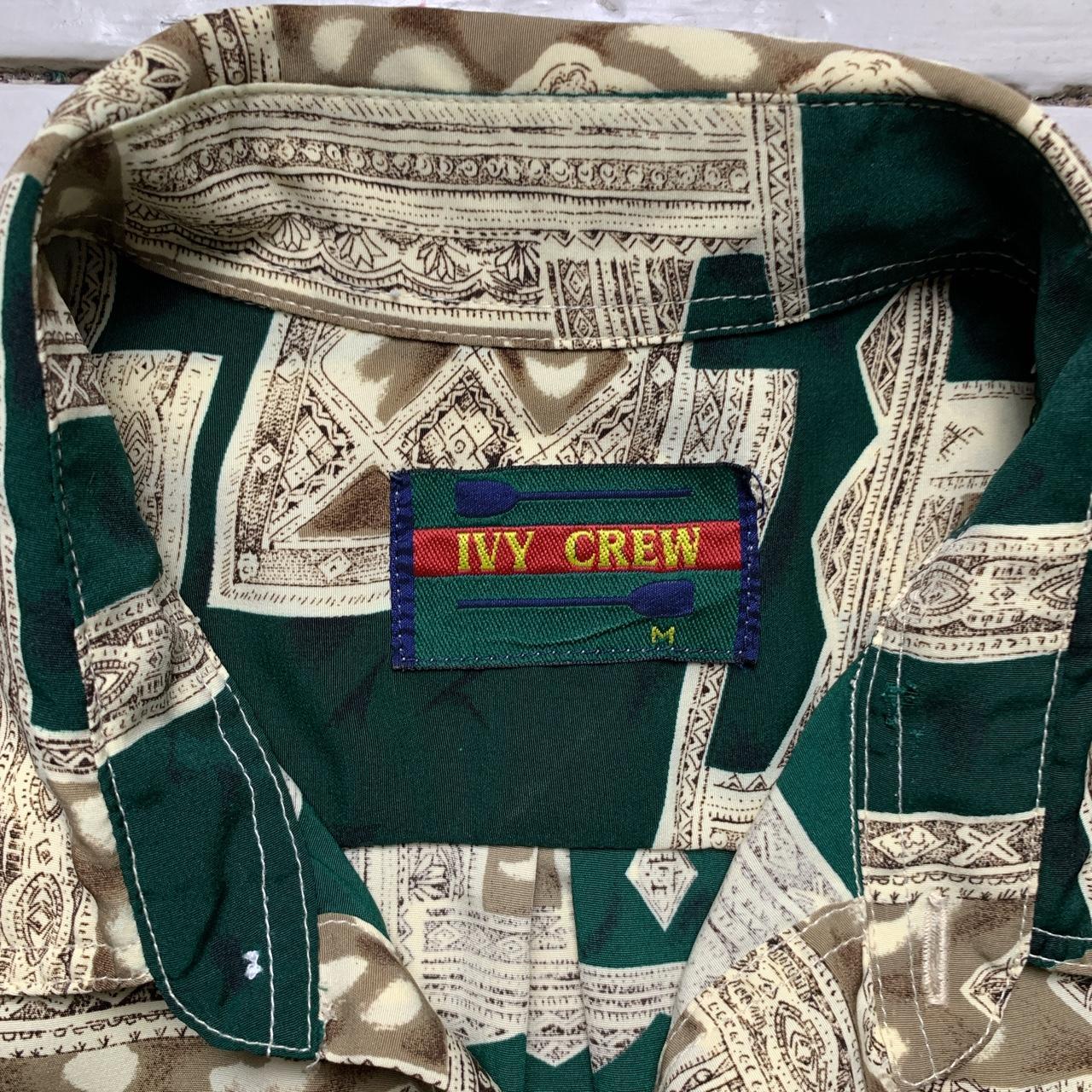 Vintage Ivy Crew Silk Green and Gold Shirt