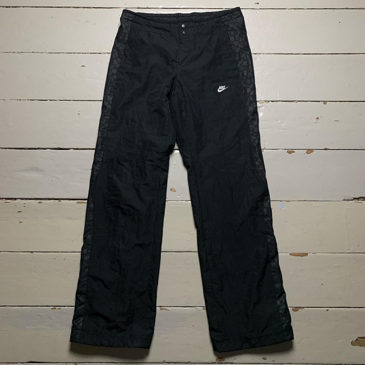 Nike Vintage Baggy Black and White Shell Track Pant Bottoms