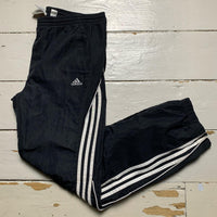Adidas Climalite Vintage Baggy Black and White Shell Track Pant Bottoms
