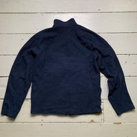 Adidas Vintage Clima Warm Fleece Zip Jumper Navy and White