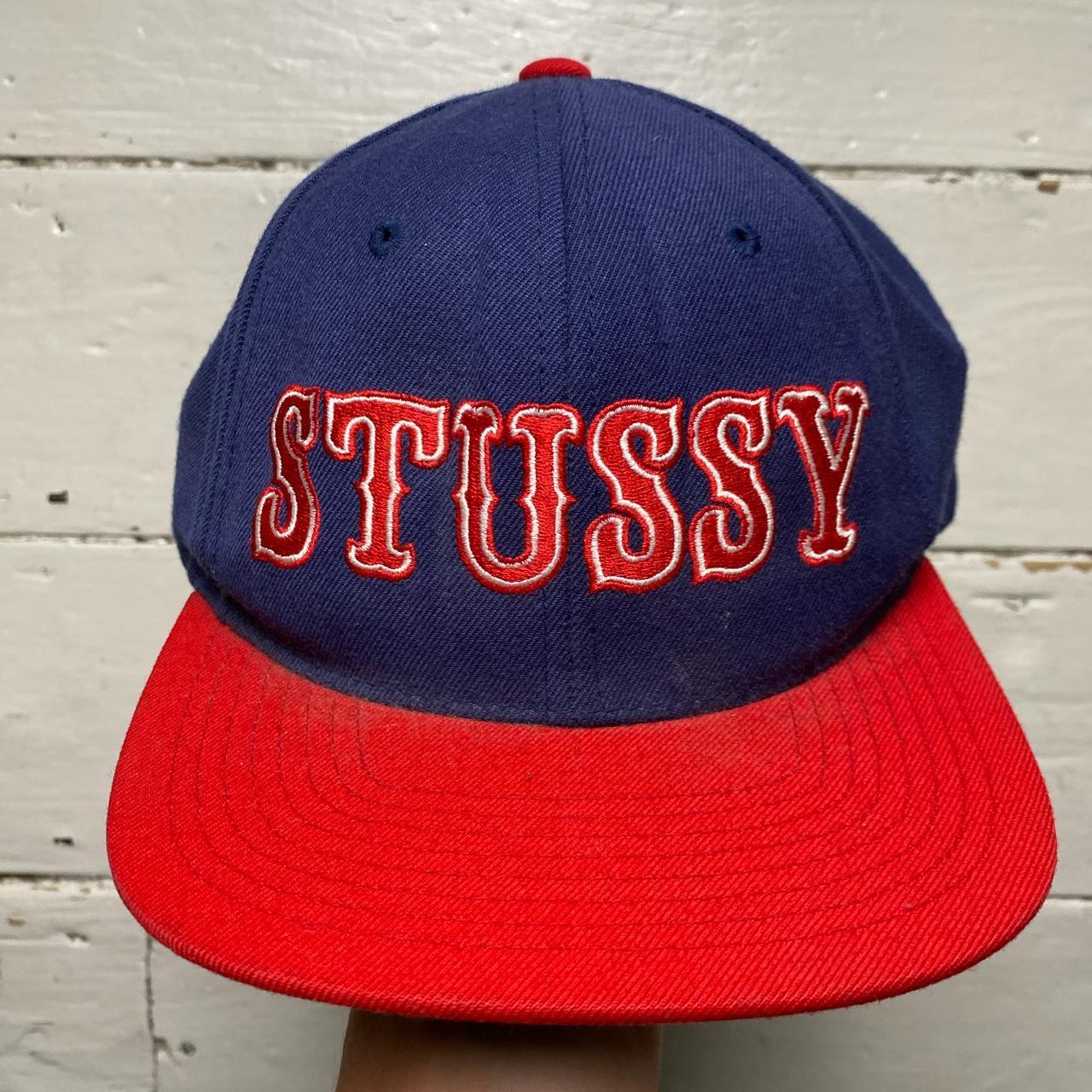 Stussy Vintage Green Brim Navy and Red Circus Snapback Cap