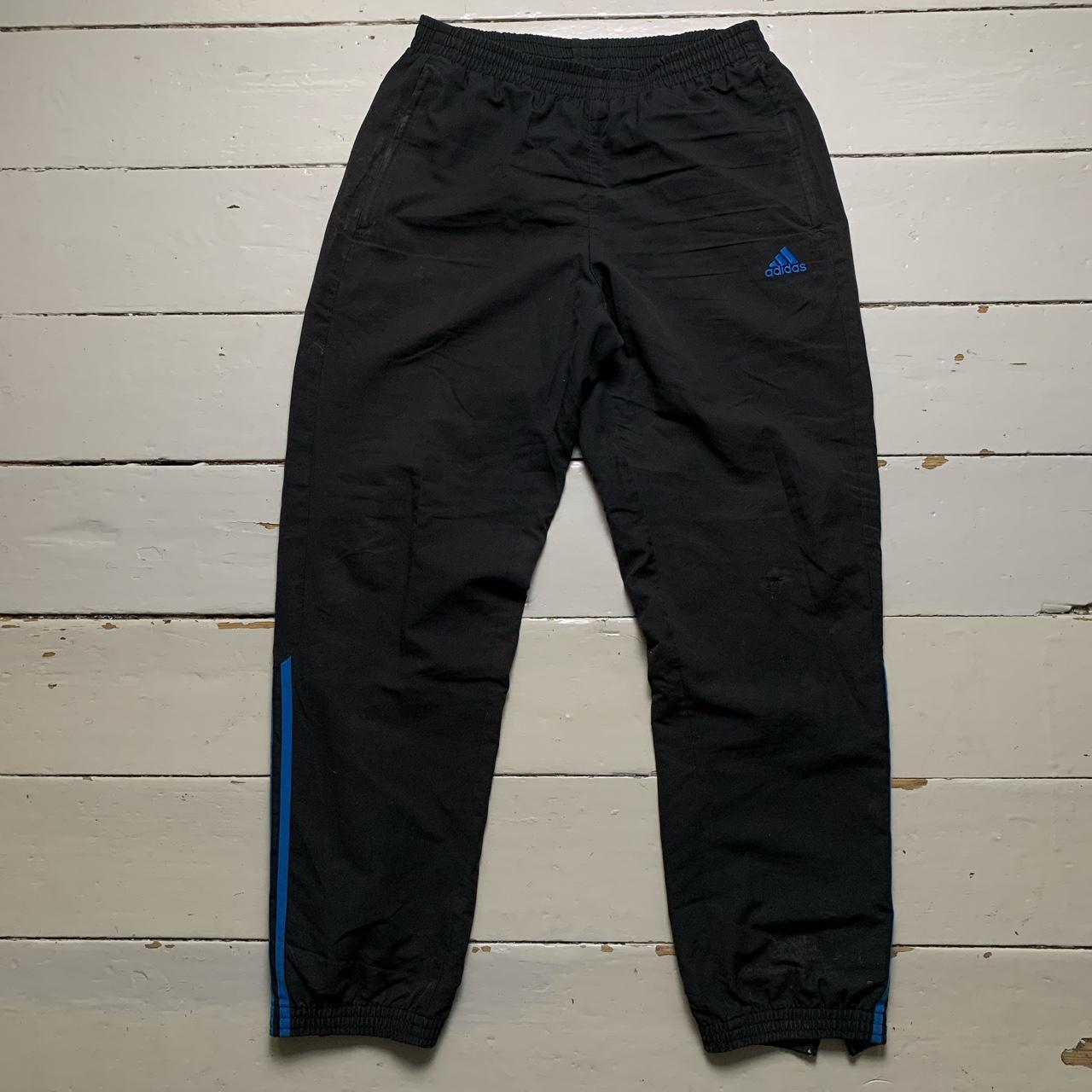 Adidas Black and Blue Baggy Shell Bottoms