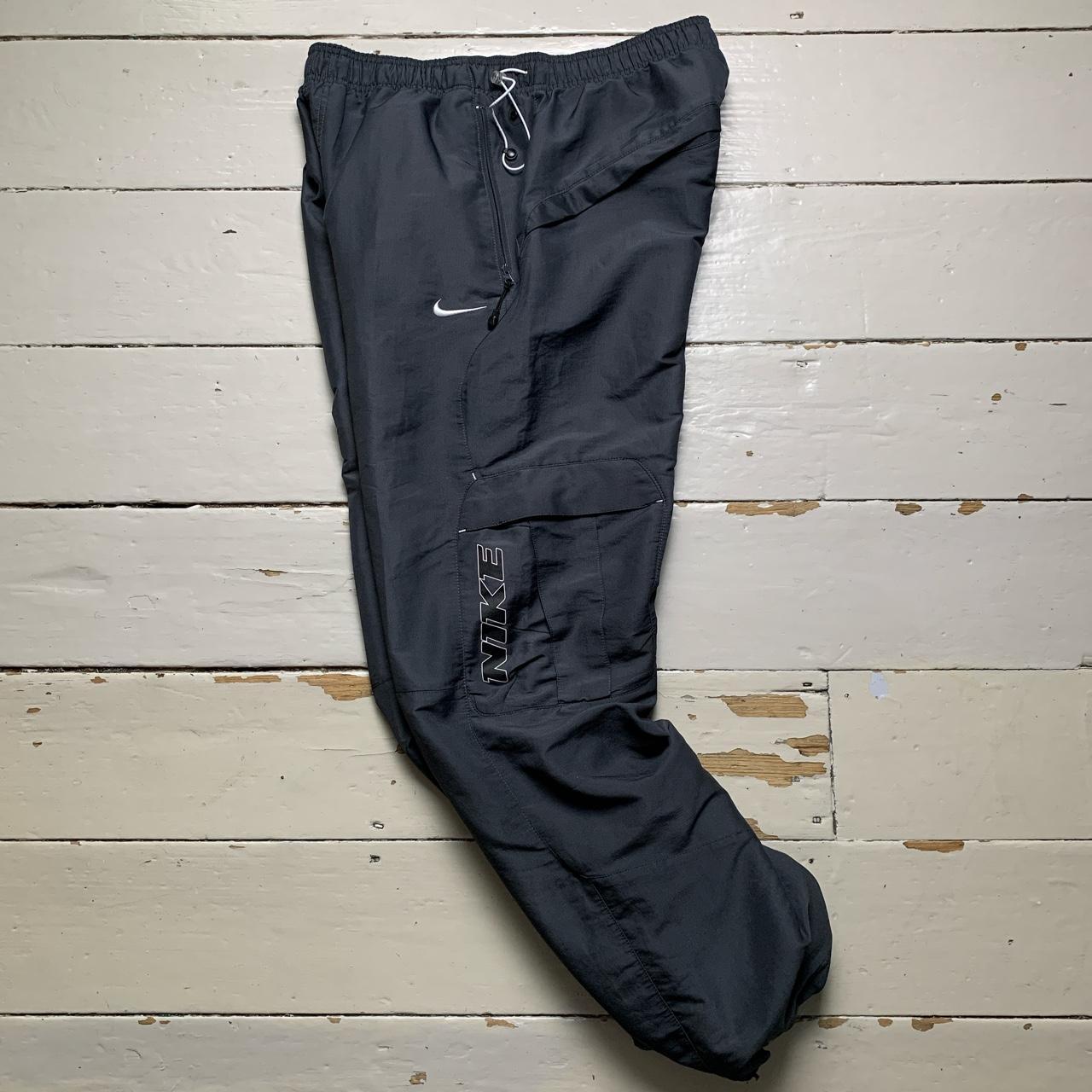 Nike Athletic Department Vintage Shell Cargo Track Pant Baggy Bottoms Grey and Black