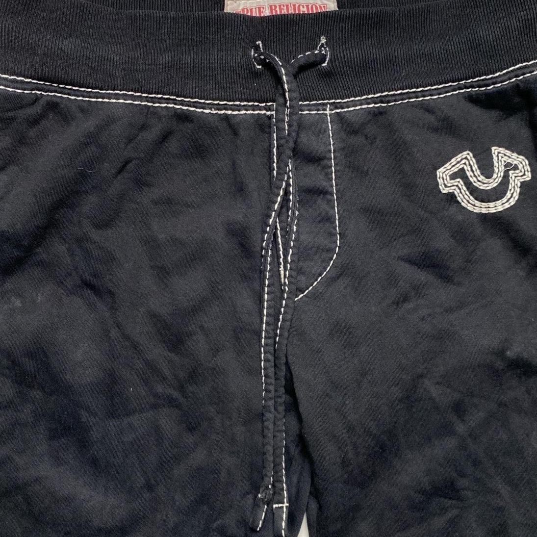 True Religion Black Big White Tri Stitch Baggy Joggers (S)