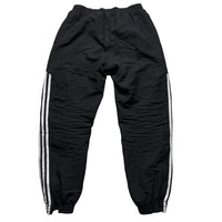 Adidas Black and White 3 Stripe Shell Trackpant Bottoms (S)