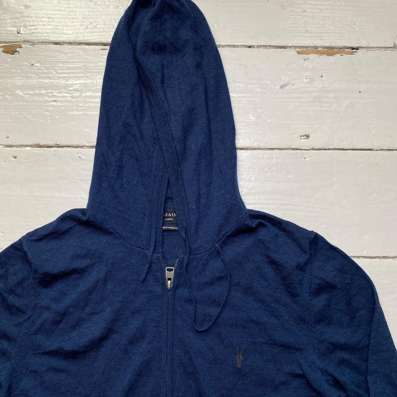 All Saints Merino Wool Navy Hoodie