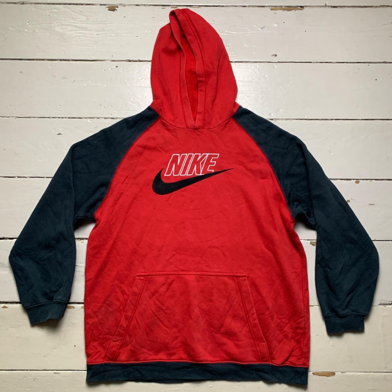 Nike Vintage Y2K Big Swoosh Red White and Black Hoodie