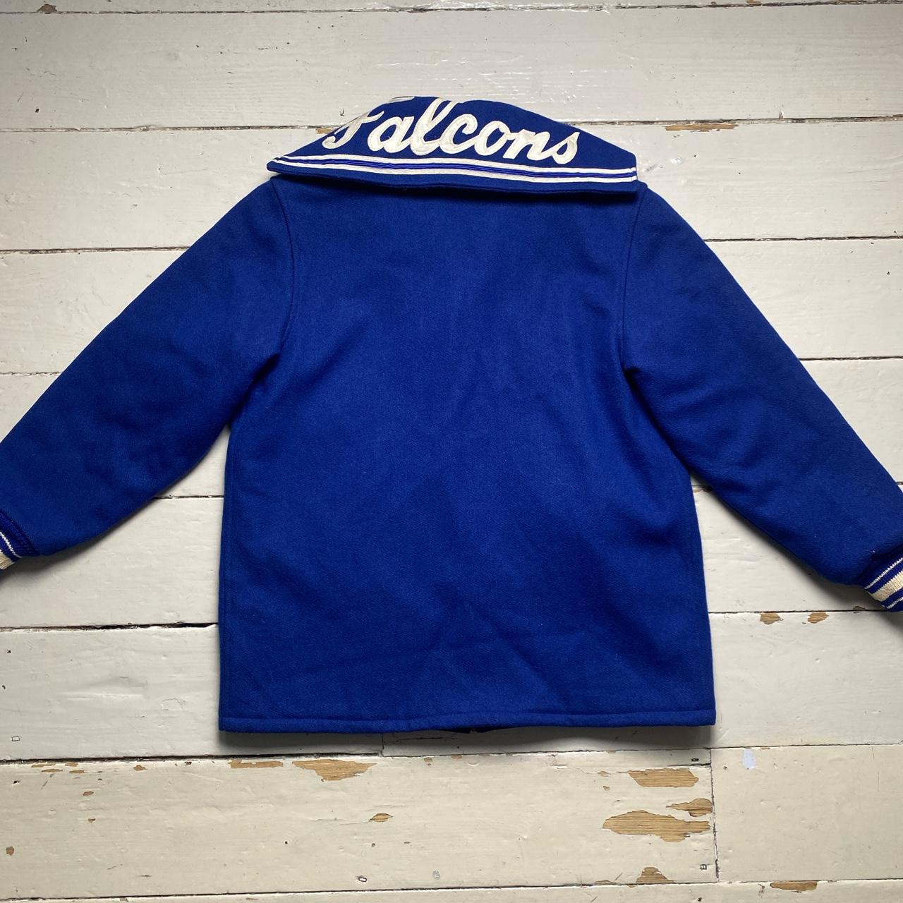 Trophy Jackets Atlanta Falcons Kathy Vintage Blue and White Wool Varsity Jacket