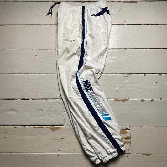 Nike Athletic Vintage Shell Trackpant Bottoms White and Blue