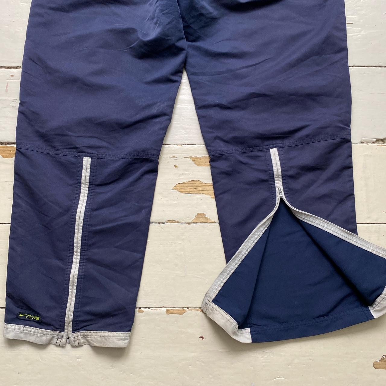 Nike Vintage Baggy Navy and Green Shell Track Pant Bottoms