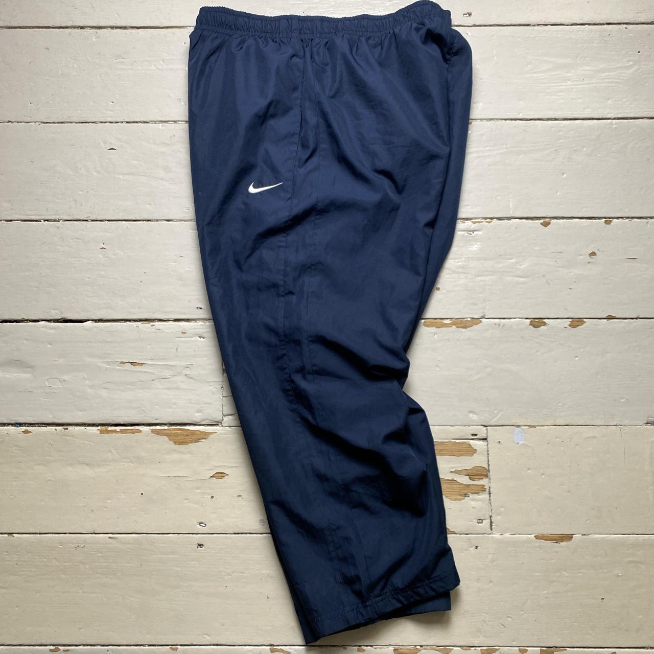 Nike Swoosh Navy and White Baggy Shell Trackpant Bottoms