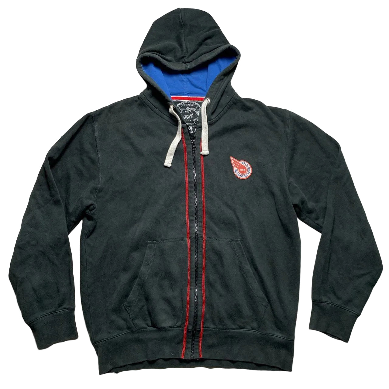 Browns Motorcycles Racing Green Blue and Red Hoodie (L)