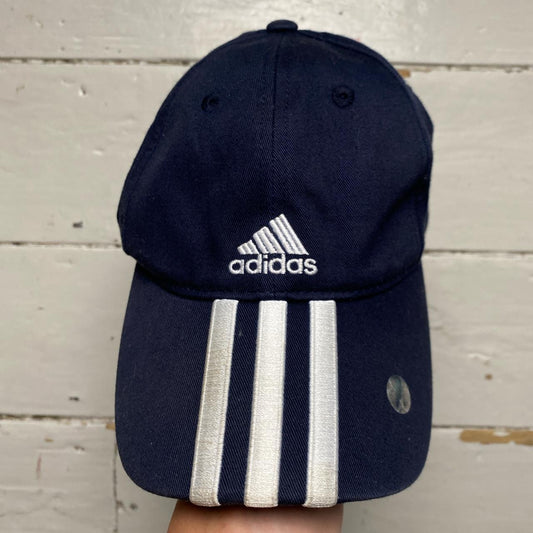 Adidas Navy and White 3 Stripe Cap