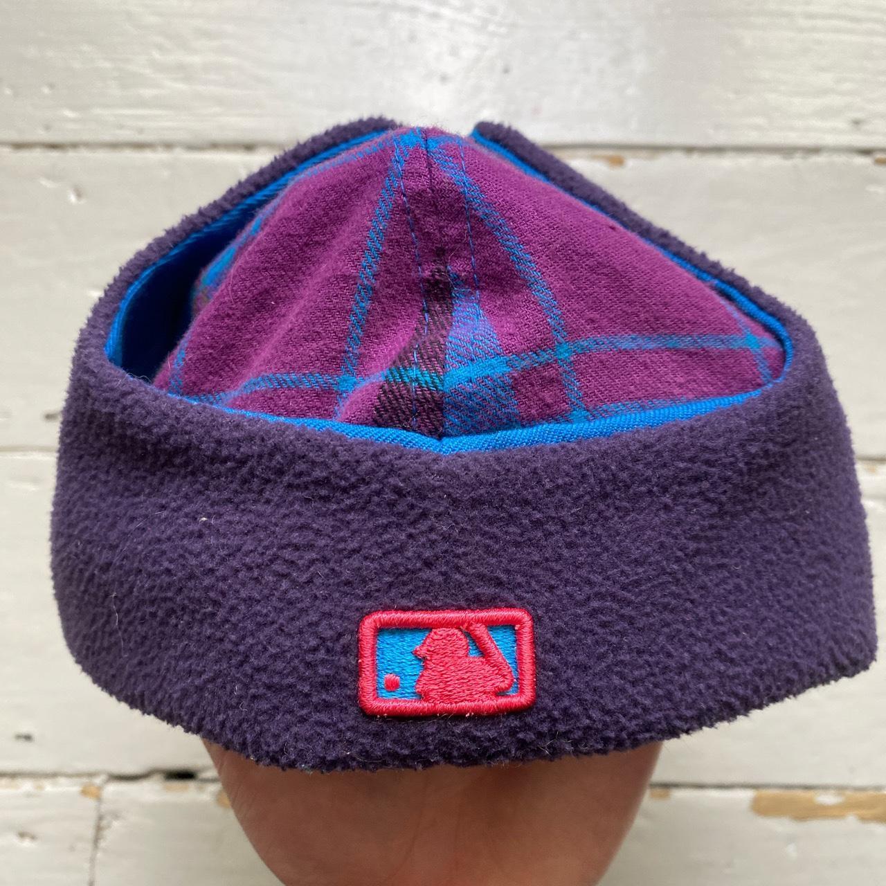 New York Yankees New Era Dog Ear Purple and Blue Checked Print Trapper Hat