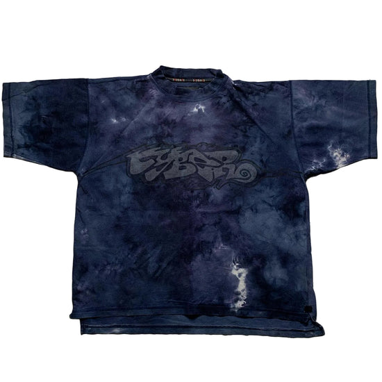 Bad Mad Hardwear Vintage 90’s Tie Dye Graffiti Skeleton T Shirt Navy (2XL)