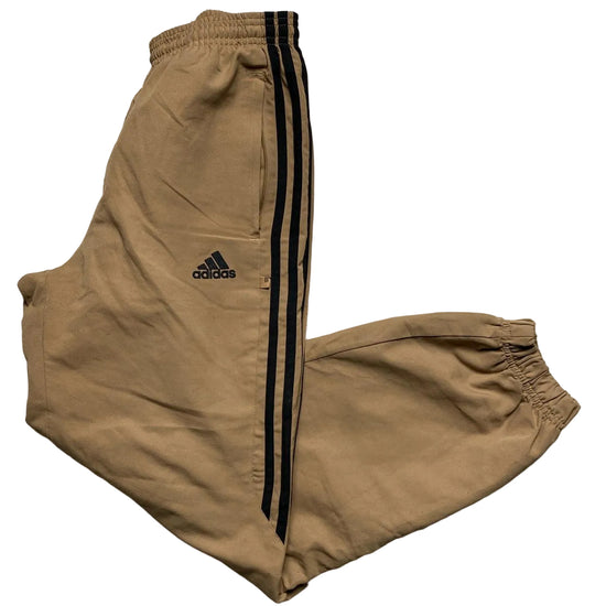 Adidas Sand Brown and Black Stripe Shell Trackpant Bottoms (M)