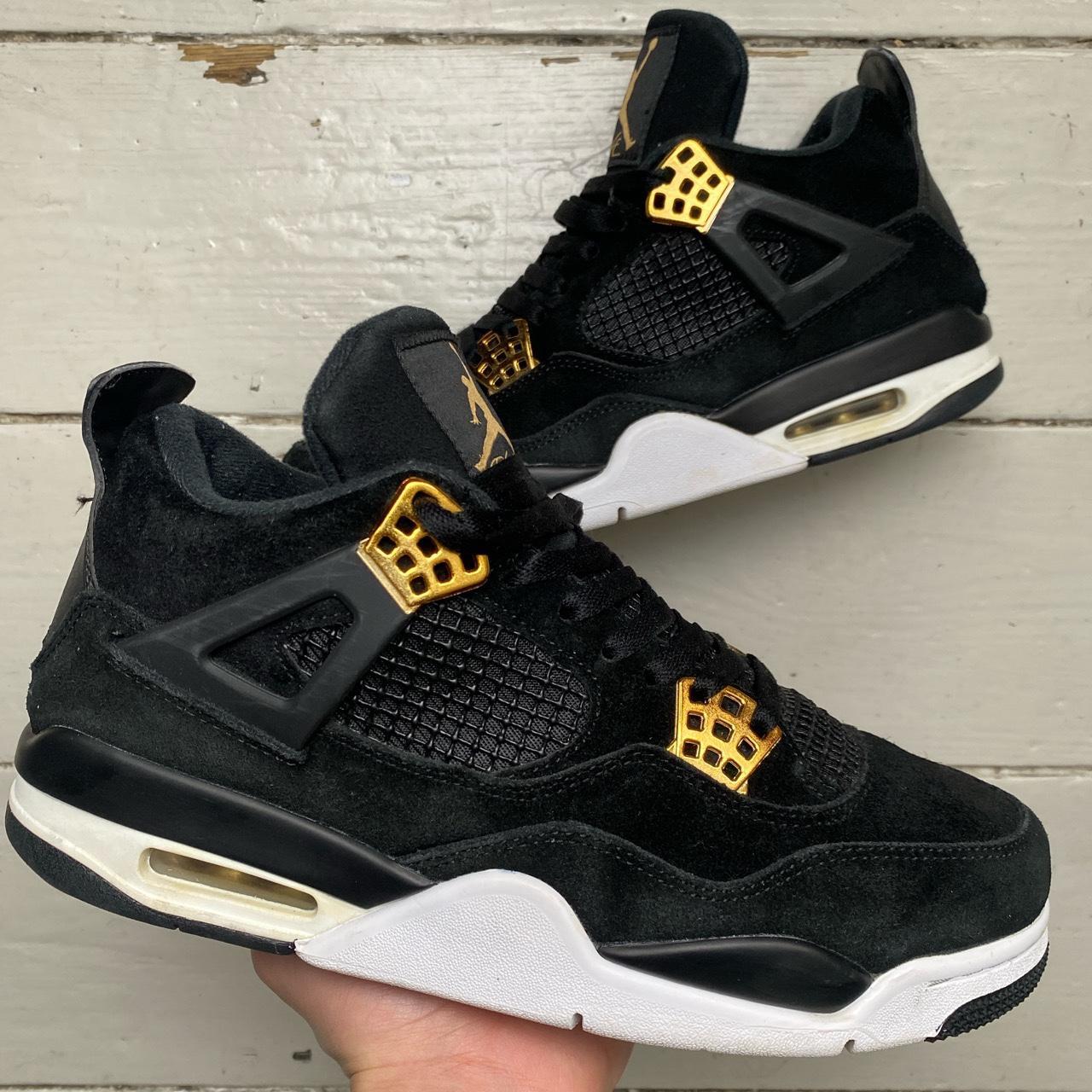 Jordan 4 Royalty Metallic Gold and Black Suede