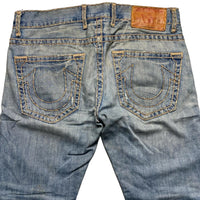 True Religion Logan Super T Light Blue Big Cream Stitch Jeans (34W)