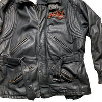 Harley Davidson Vintage Black Leather Motorcycle Jacket (L)
