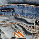 True Religion Rocco Light Blue Big Yellow and Orange Stitch Baggy Jeans (36W)