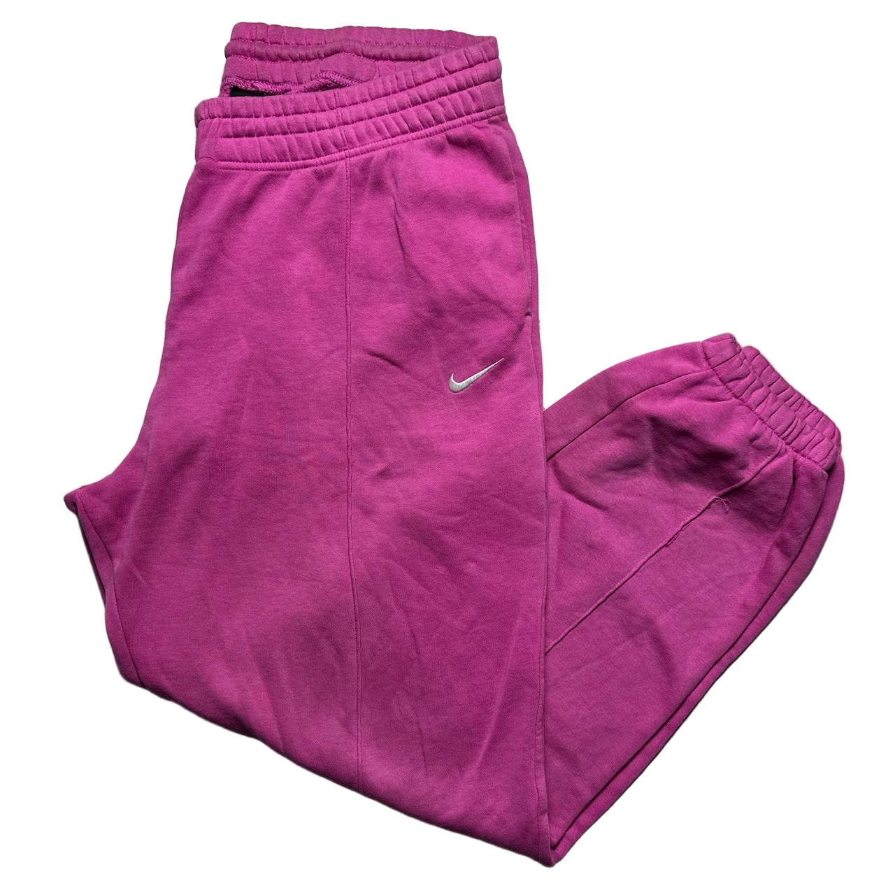 Nike Pink and White Swoosh Baggy Jogger Bottoms (XL)
