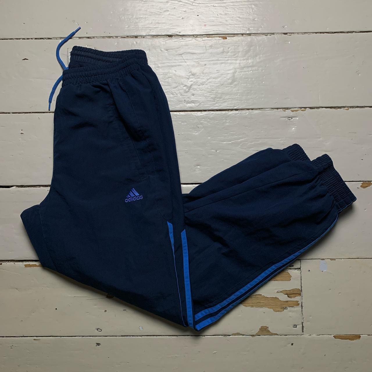 Adidas Vintage Baggy Navy and Blue Shell Track Pant Bottoms