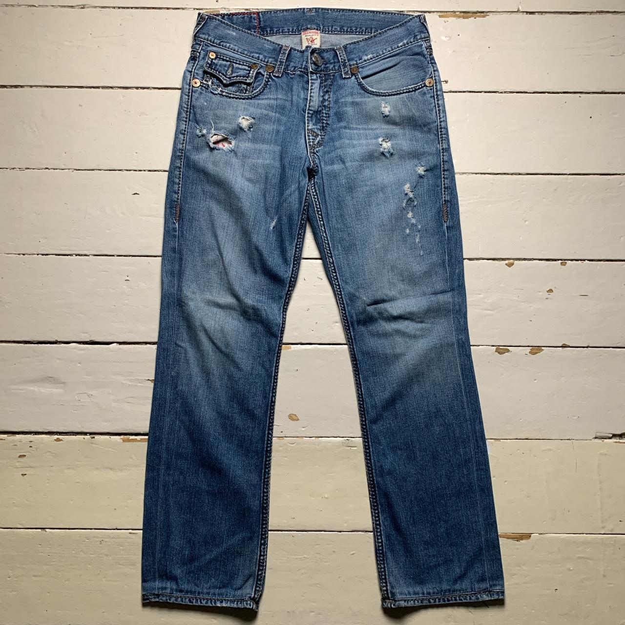 True Religion Billy Giant Big T Big Grey Stitch and Blue Jeans