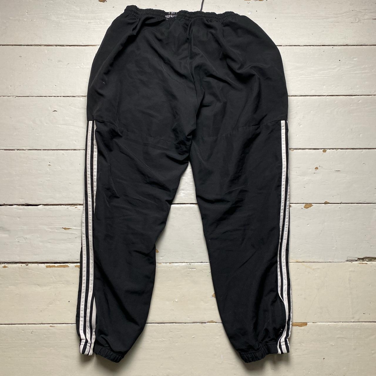 Adidas Vintage Black and White Baggy Shell Track Pant Bottoms