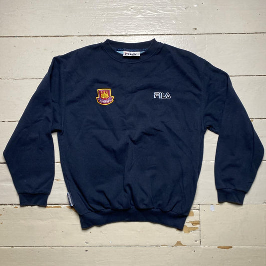 West Ham Vintage Fila Jumper Navy