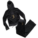 Juicy Couture Grey and Gold Velour Tracksuit (M/S)