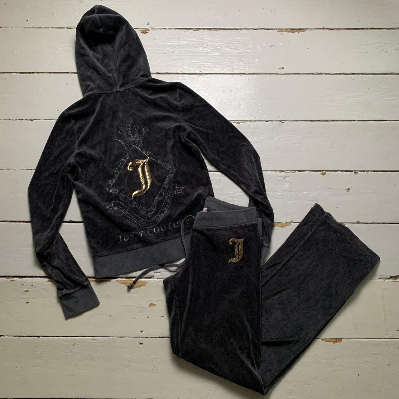 Juicy Couture Grey and Gold Velour Tracksuit