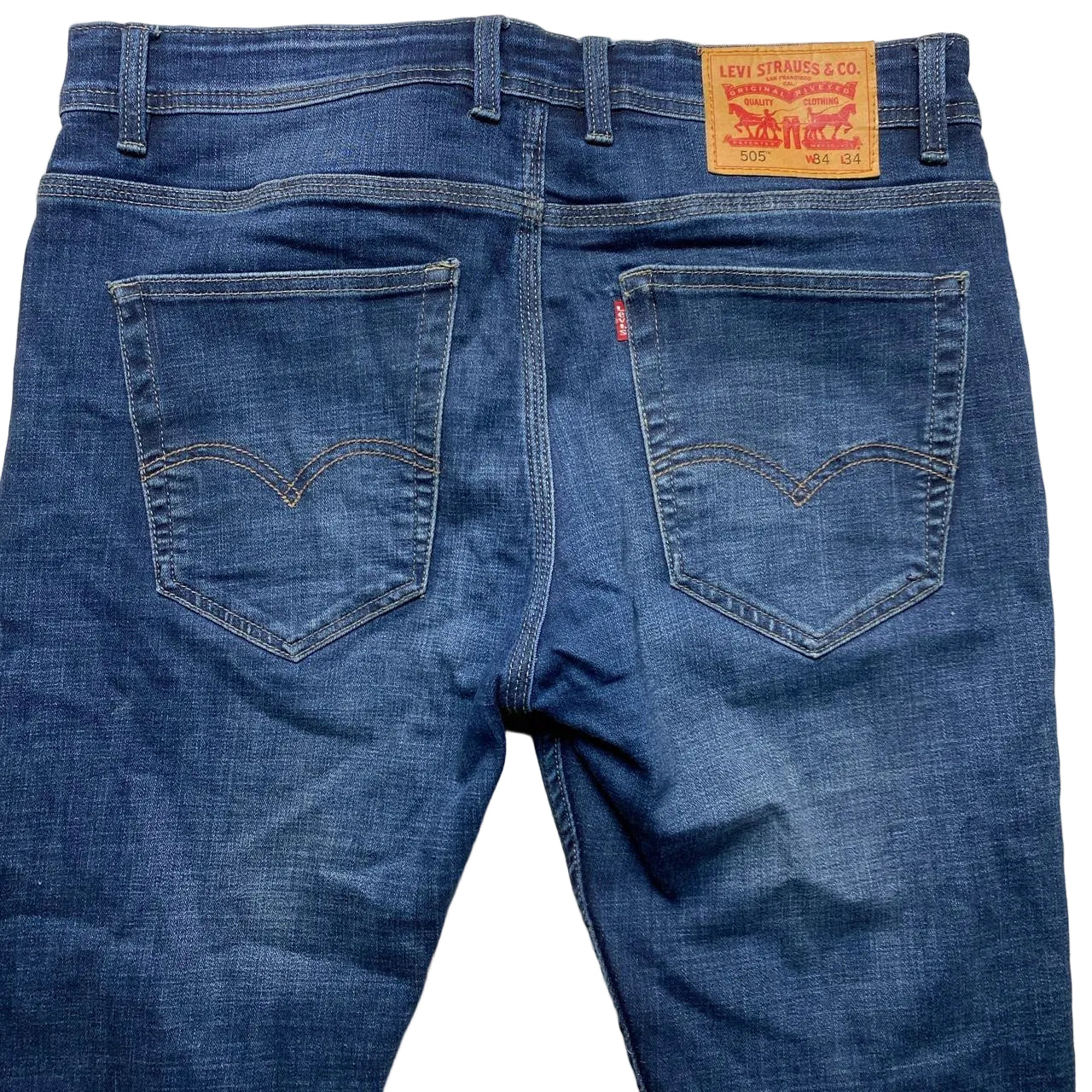 Levis 505 Navy Slim Tailored Jeans (34W)