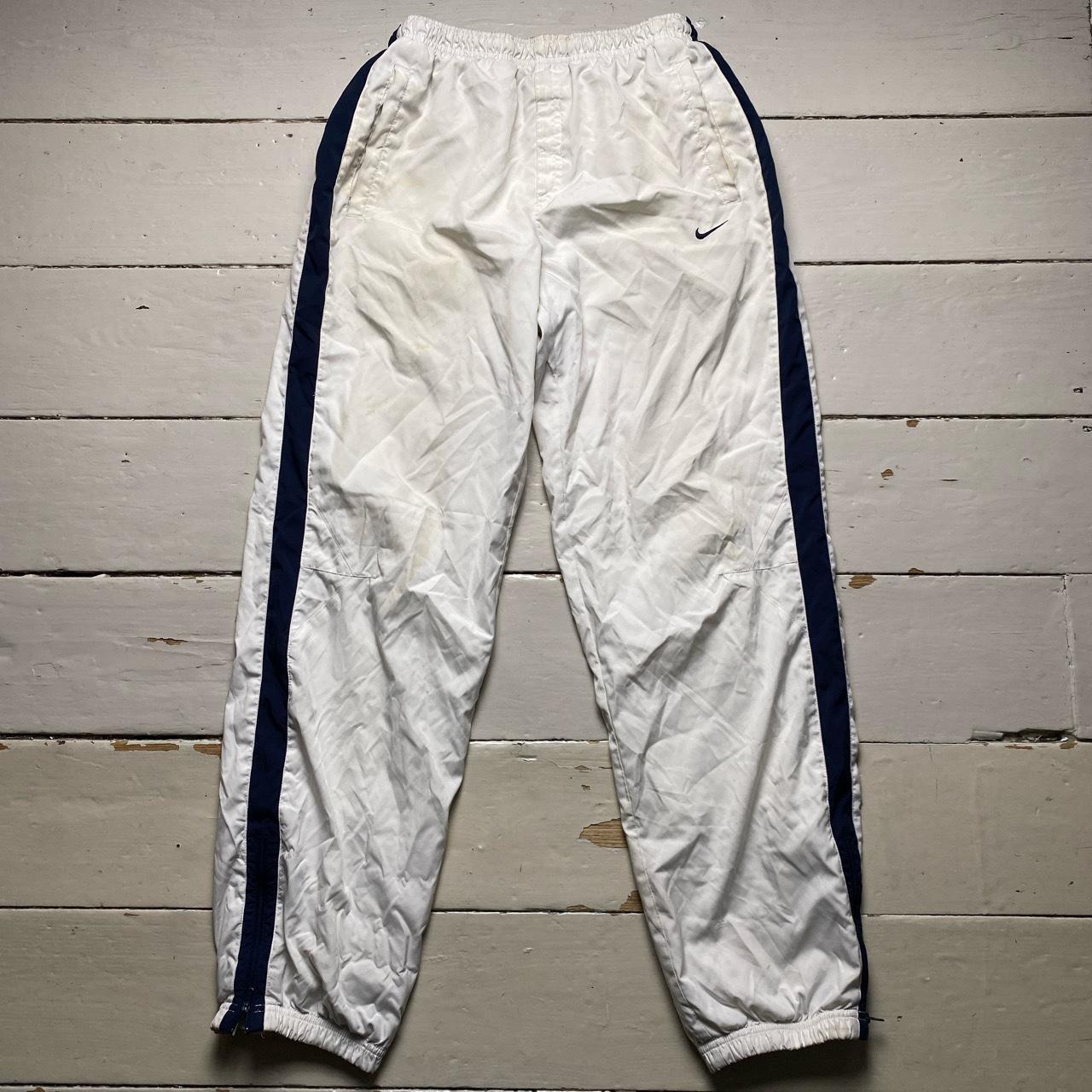 Nike Athletic Vintage Shell Trackpant Bottoms White and Blue