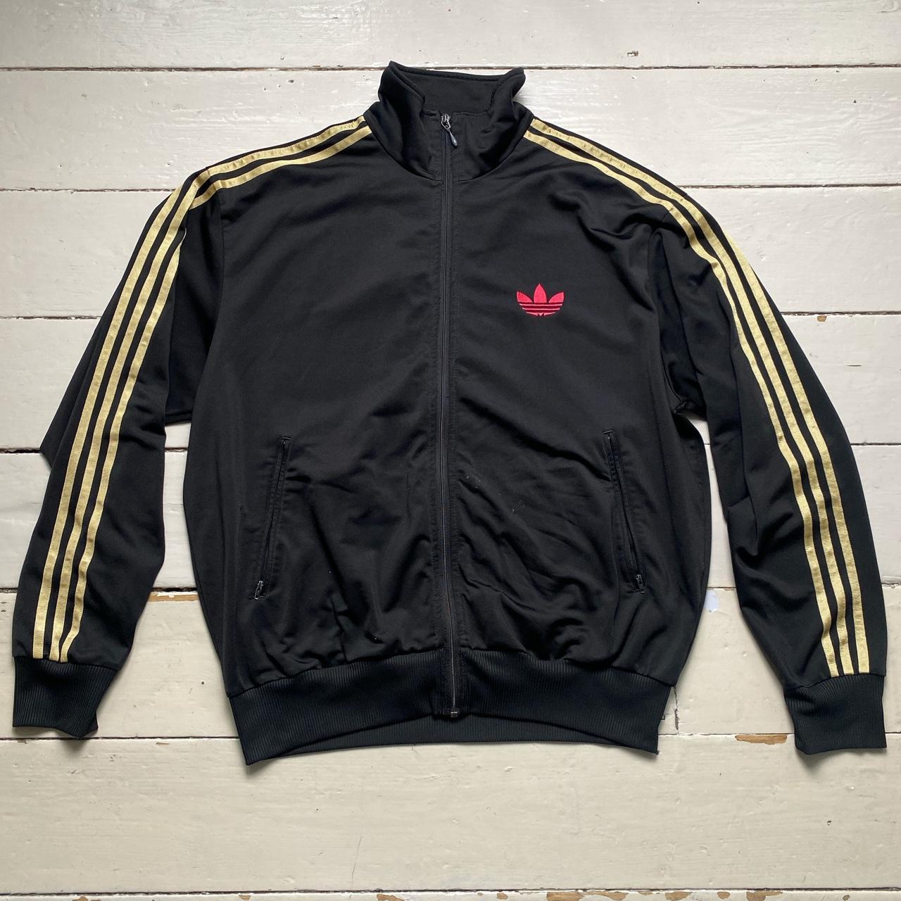 Adidas Originals Vintage Tracksuit Jacket Black Gold and Pink