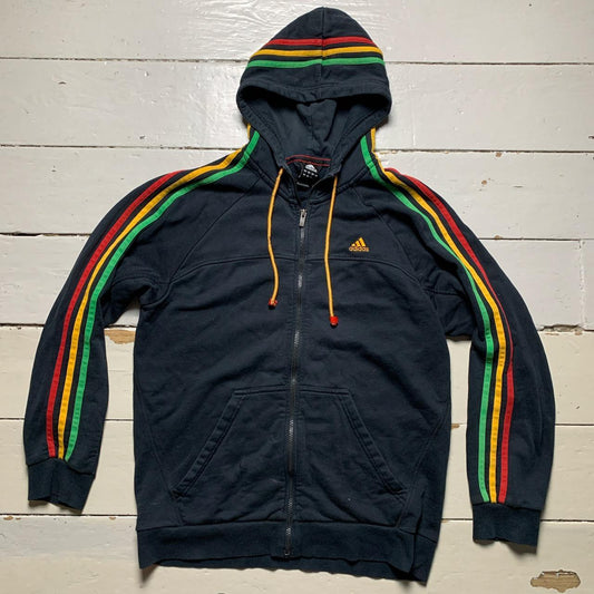 Adidas Rasta Hoodie Black Red Yellow and Green Stripes