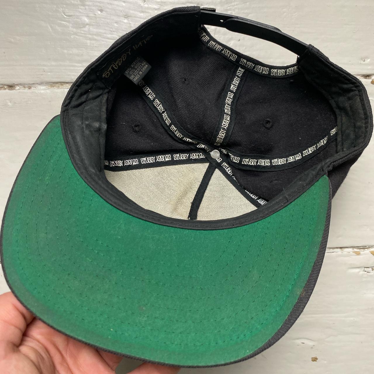 Stussy Vintage 90’s Green Brim Black and White Snapback Cap