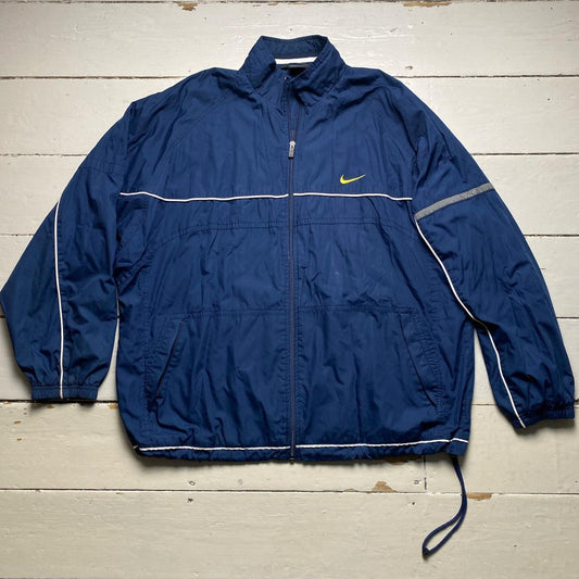 Nike Vintage y2k Swoosh Navy and Yellow Swoosh Shell Tracksuit Jacket