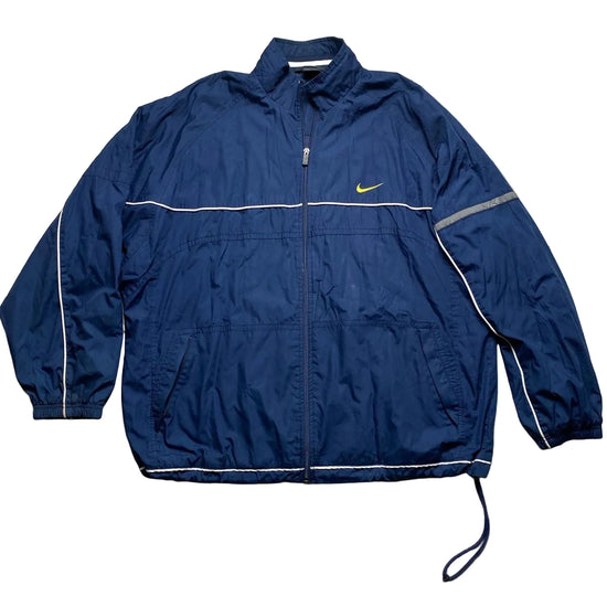 Nike Vintage y2k Swoosh Navy and Yellow Swoosh Shell Tracksuit Jacket (XL)