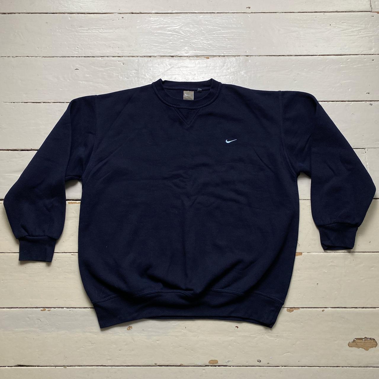 Nike Vintage 90’s Swoosh Navy and Light Blue Baggy Jumper