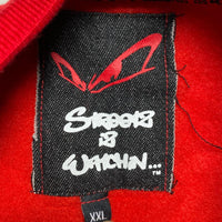 Streetz Is Watchin No Fear Elsinore Eyes Grime Y2K Red and White Jumper (2XL)