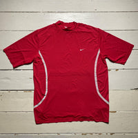 Nike Vintage Therma Fit Golf Swoosh T Shirt Red and White