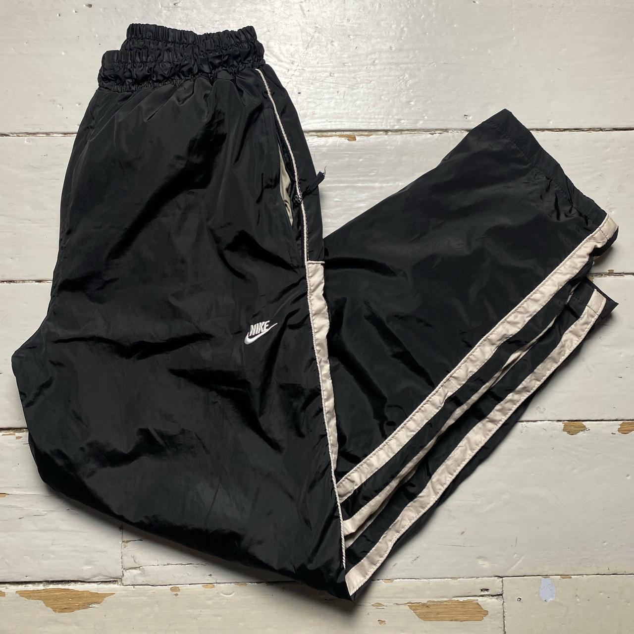 Nike Black and White Swoosh Baggy Trackpant Shell Bottoms