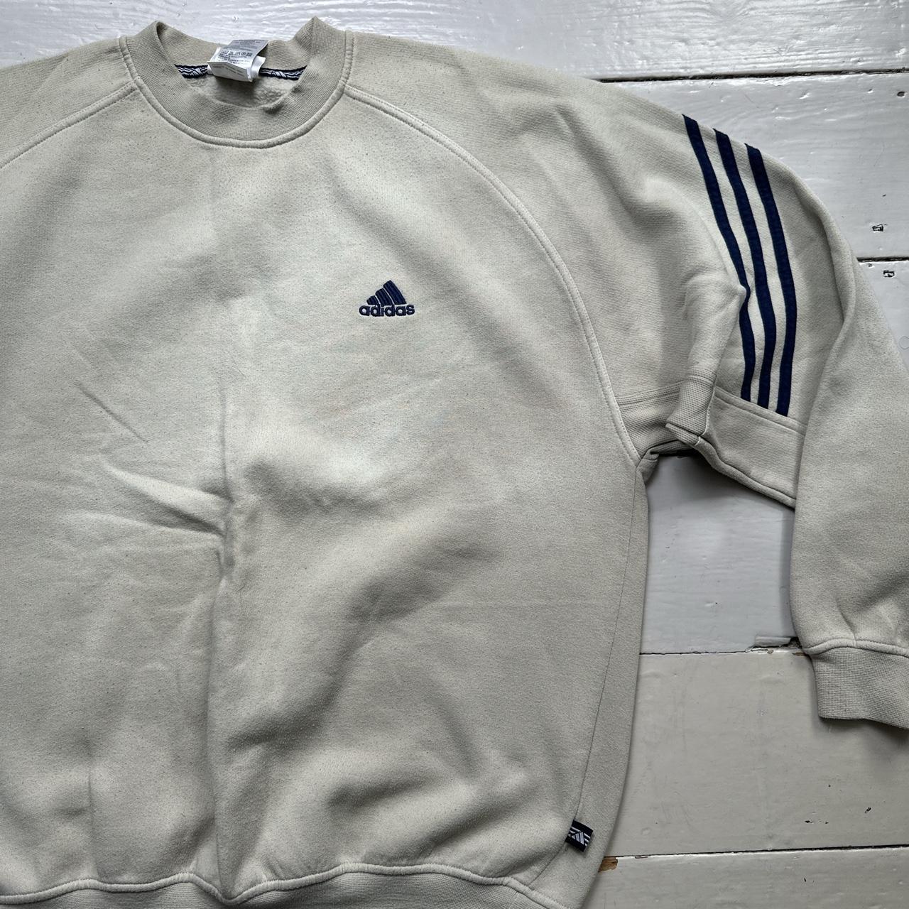 Adidas Vintage Cream and Navy Baggy Jumper