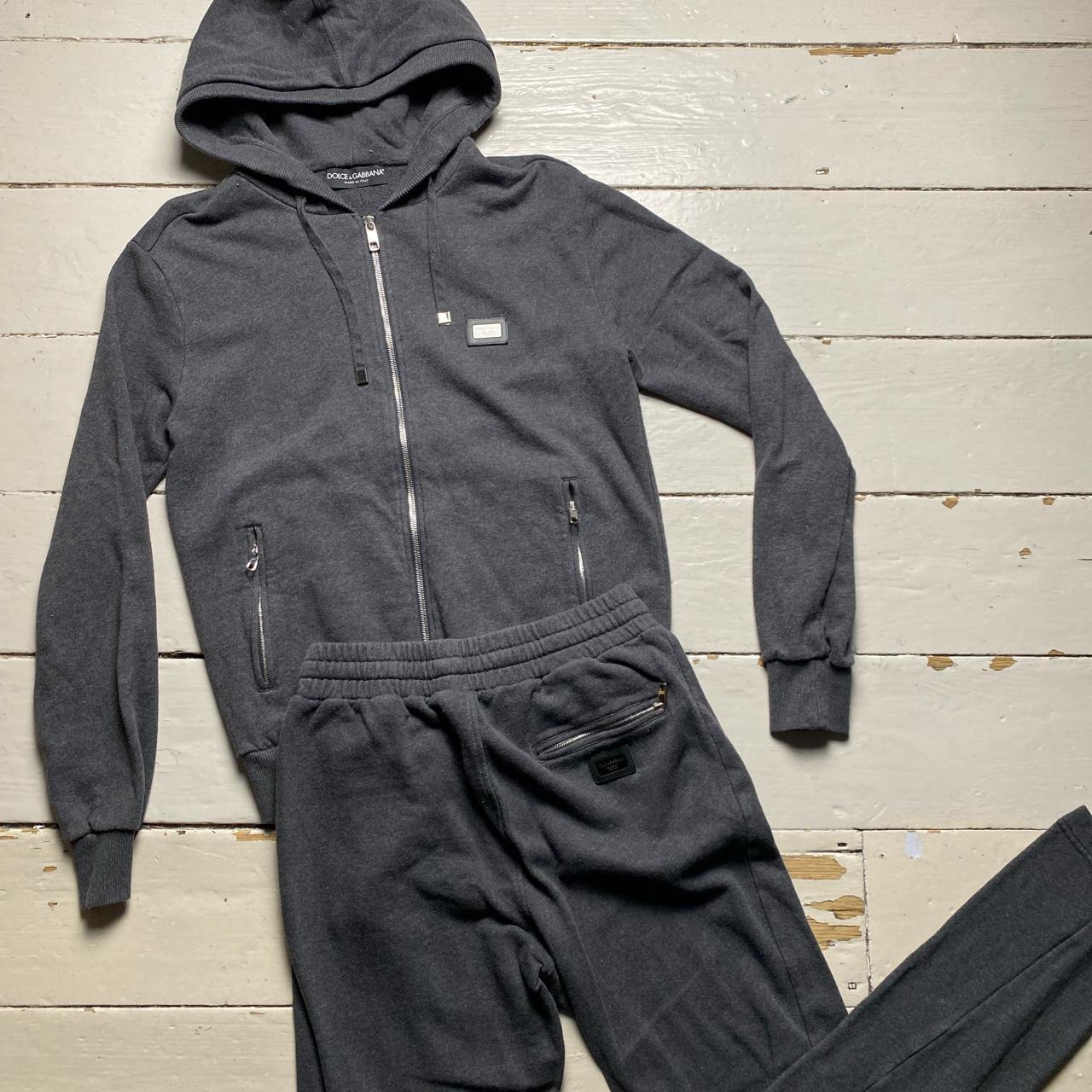 Dolce & Gabbana Grey Full Tracksuit with Silver Plaque