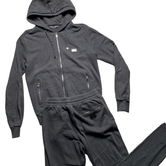Dolce & Gabbana Grey Full Tracksuit with Silver Plaque (S)